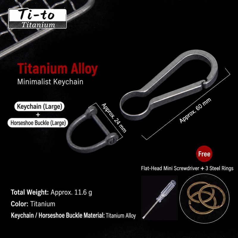 Titanium Key Holder Screw Shackle 11.6G Matte For Travel Backpack