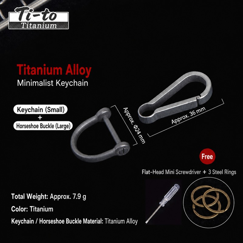 Titanium Keychain Hook Modular 36Mm 24Mm Screw Shackle 7.9G Matte