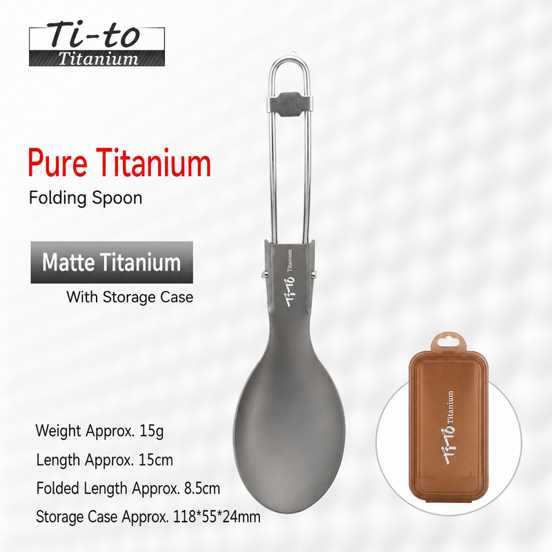 Titanium folding spoon, 15 g and 8.5 cm folded, from LeafCovenant