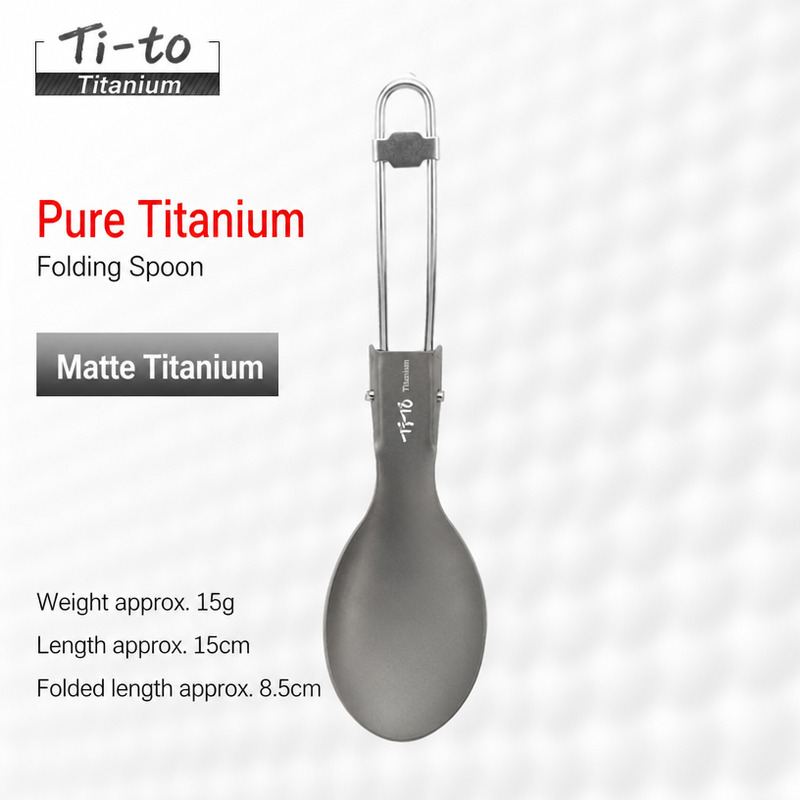 Matte Titanium Ultralight Folding Spoon 15g Case Free for Kayak Anglers Pier Fishing Trips and Boat Ramp Snack Huts