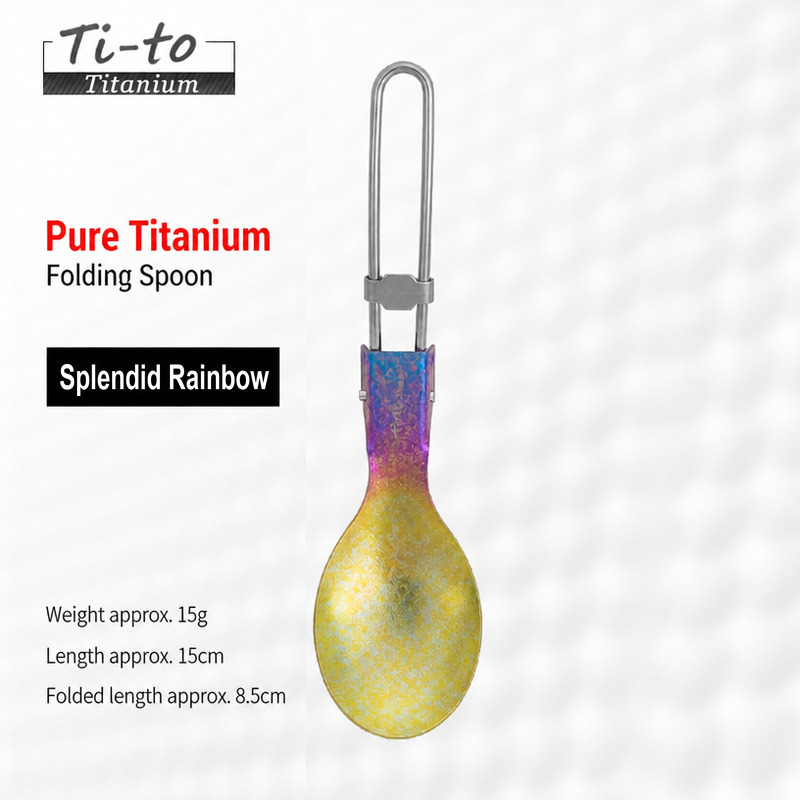 Anodized Titanium Folding Spoon Set 15g for Coalition Hall Kitchens Makerspace Kitchens and Allotment Association Stores