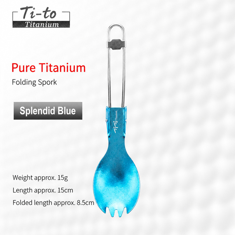 Glacier Blue Titanium Ultralight Folding Spork 15g Case Free for Coast to Coast Walks Charity Walks and Dog Walking Groups