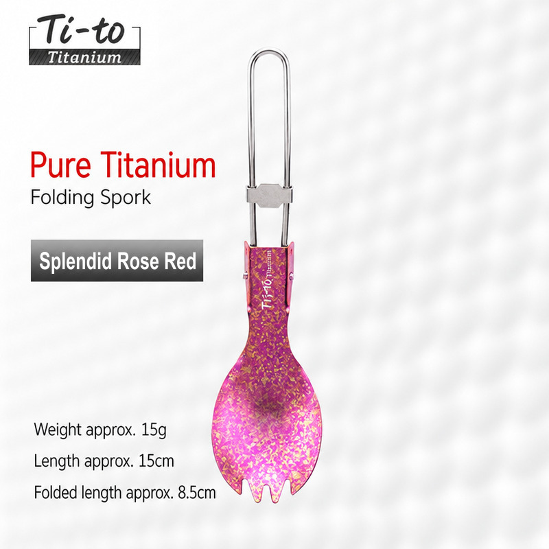 Anodized Titanium Ultralight Folding Spork Set 15g for Digital Detox Camps Womens Retreat Cabins and Field Centre Kitchens