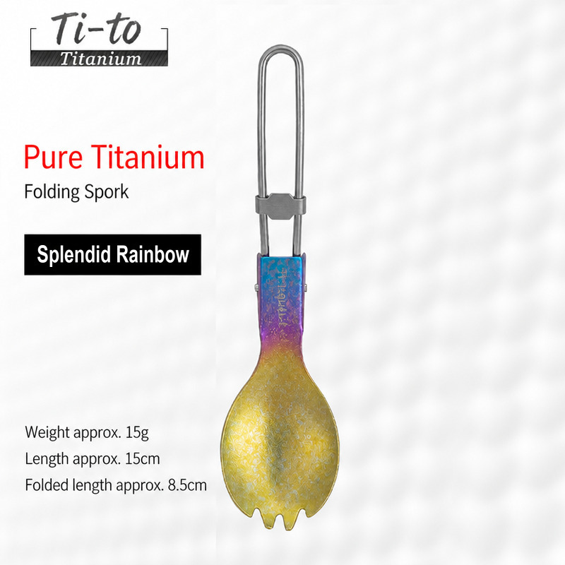 Anodized Titanium Ultralight Folding Spork 15g for Rock Pooling Trips Beachcombing Mornings and Mindfulness Trail Kitchens