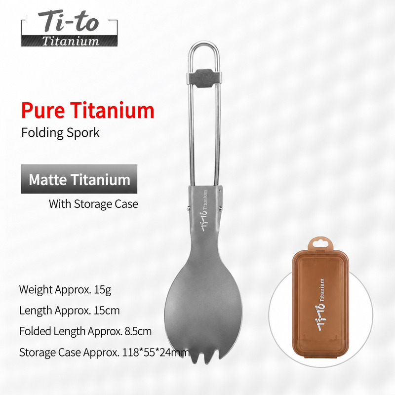 Titanium Ultralight Folding Camp Spork 15g for Obstacle Races Mud Runs Trail Running Events and Farm Stand Snack Counters