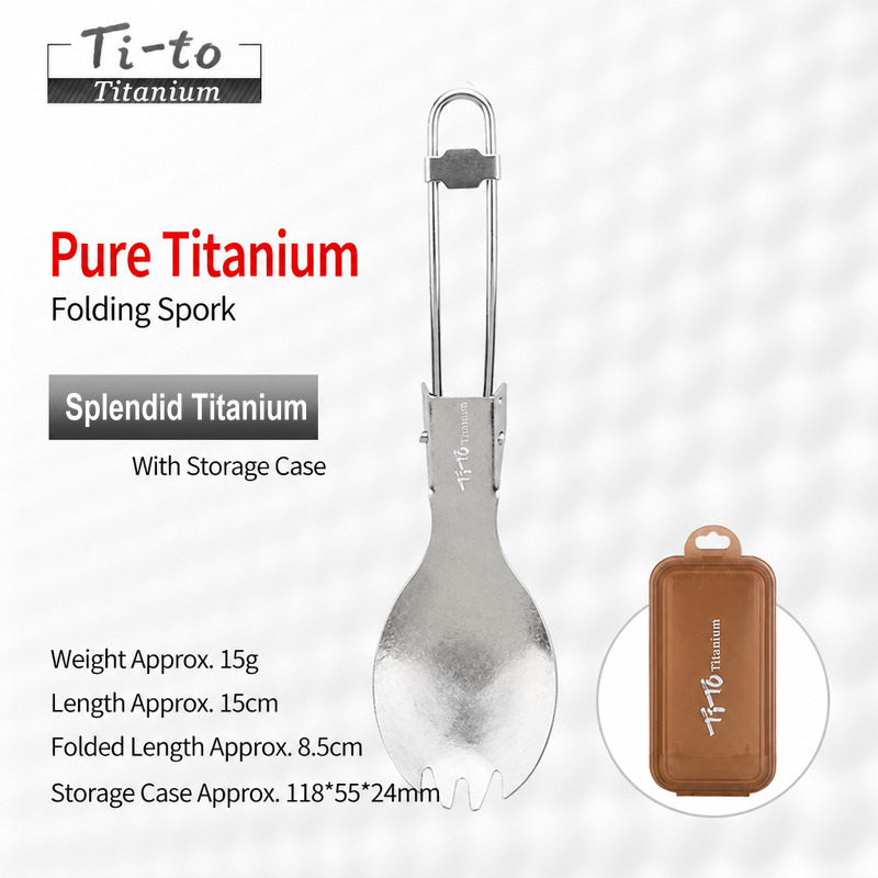 Frosted Titanium Ultralight Folding Camp Spork 15g for Orienteering Events Adventure Races and Low Impact Camping Workshops
