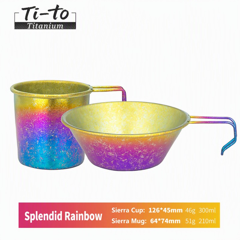 Titanium Camp Bowl Cup Two Vessel Kit Spectrum Fade Potluck Kit for Block Parties Campsite Feasts and Outdoor Family Reunions