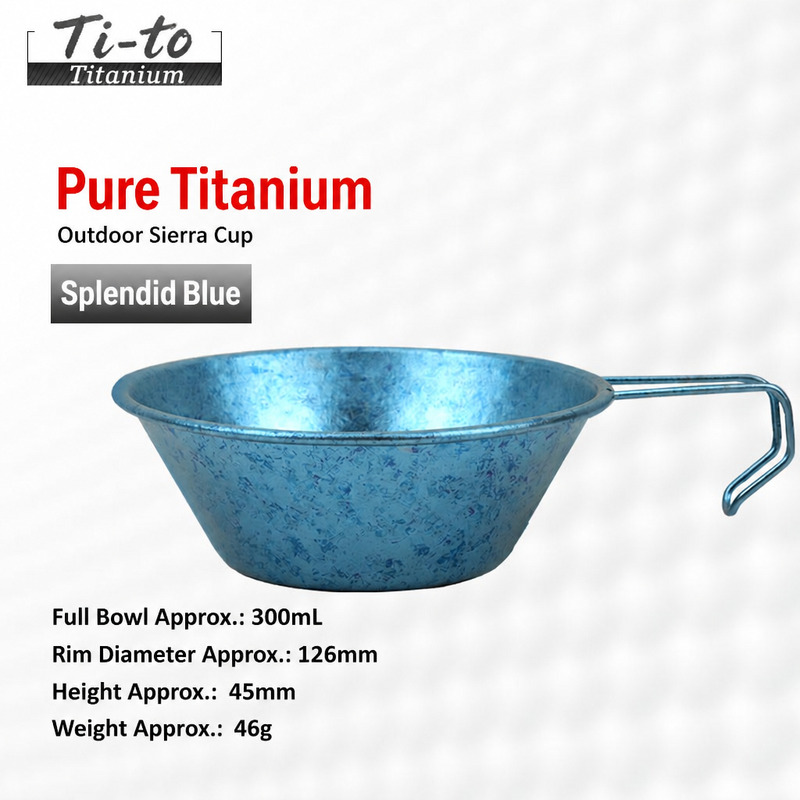Anodized Blue Titanium Sierra Cup 300ML 10 Oz, Glacier-Grained 46G Wilderness Ranger Bowl, Corporate Gift, Ready To Ship