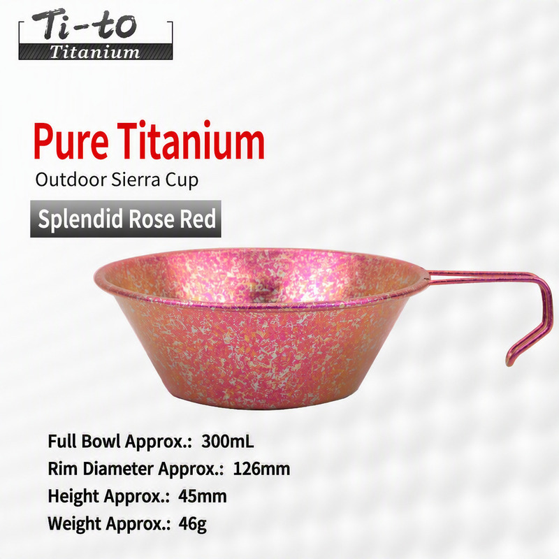 Rose Pink Titanium Sierra Cup 300ML 10 Oz, Petal-Flecked 46G Ski Lodge Cottage Mug With Drip-Dry Handle, Case Pack Pricing