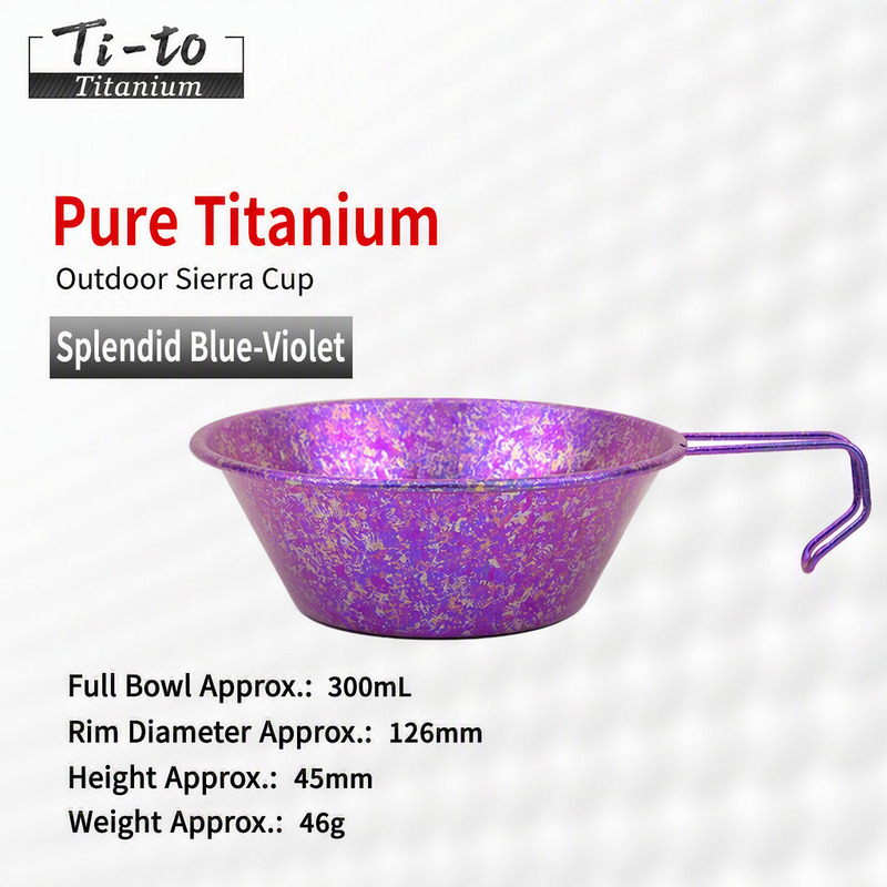 Titanium Sierra Bowl 126mm 300ml 45mm 46g Aurora Blue Purple Crystal Anodized Camp Cookware for Alpine Trekking Bikepacking
