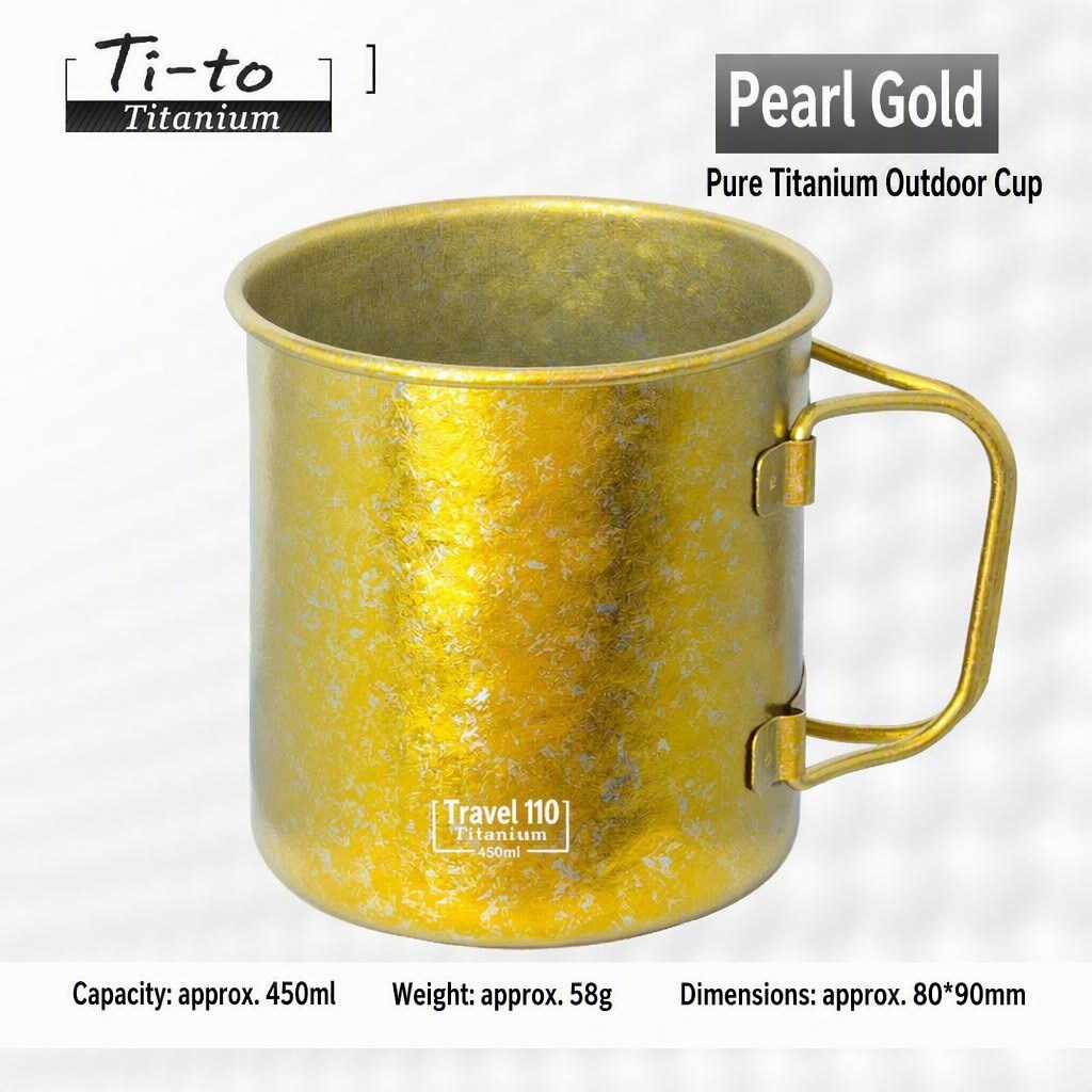 Honey Gold Titanium Mug 450ml Anodized Sunlight Crystal 58g For Sunset Camp Whisky Coffee Evening Ritual