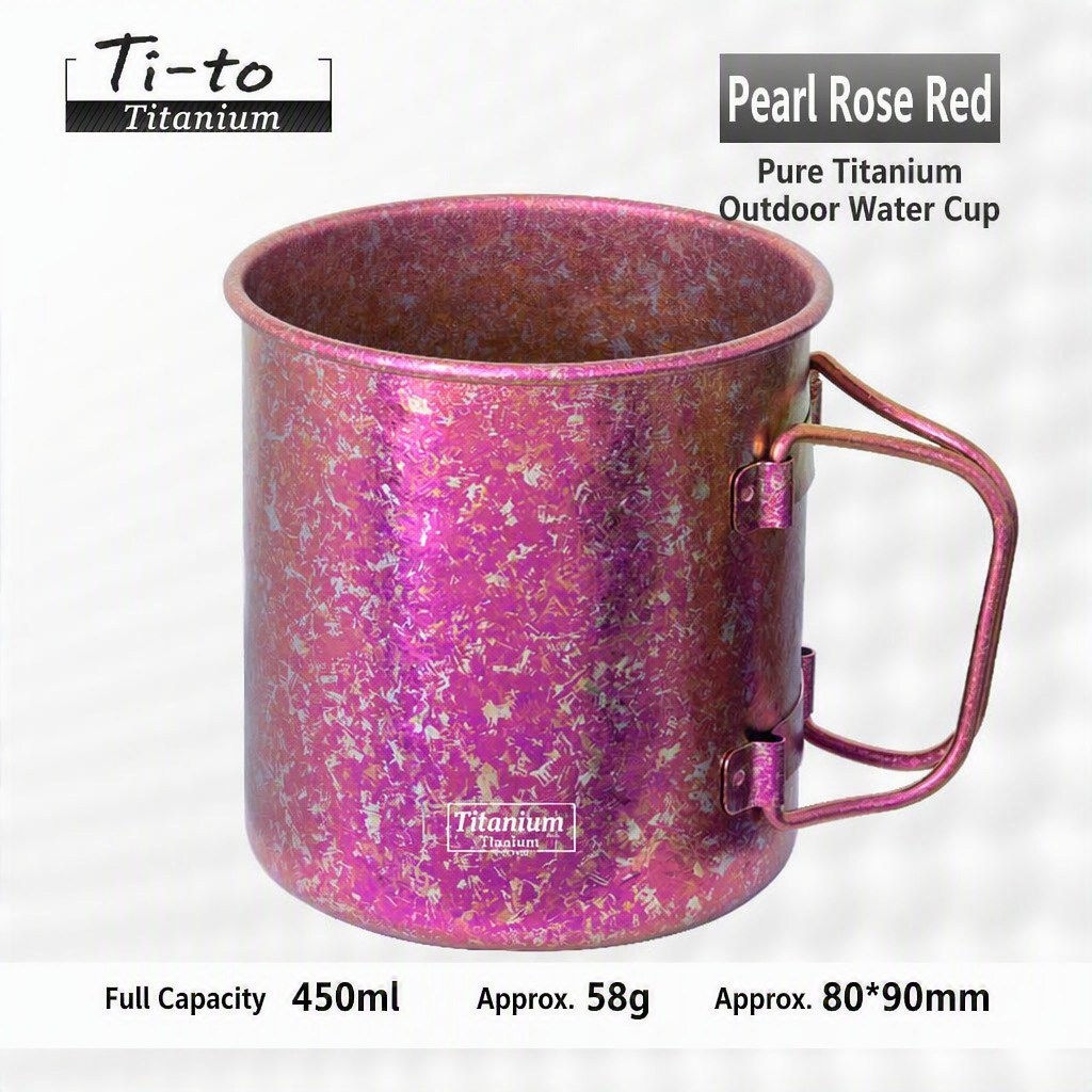 Magenta Berry Titanium Camping Cup 450ml Wine Red Crystal Facets For Holiday Cabin Winter Camping Nights