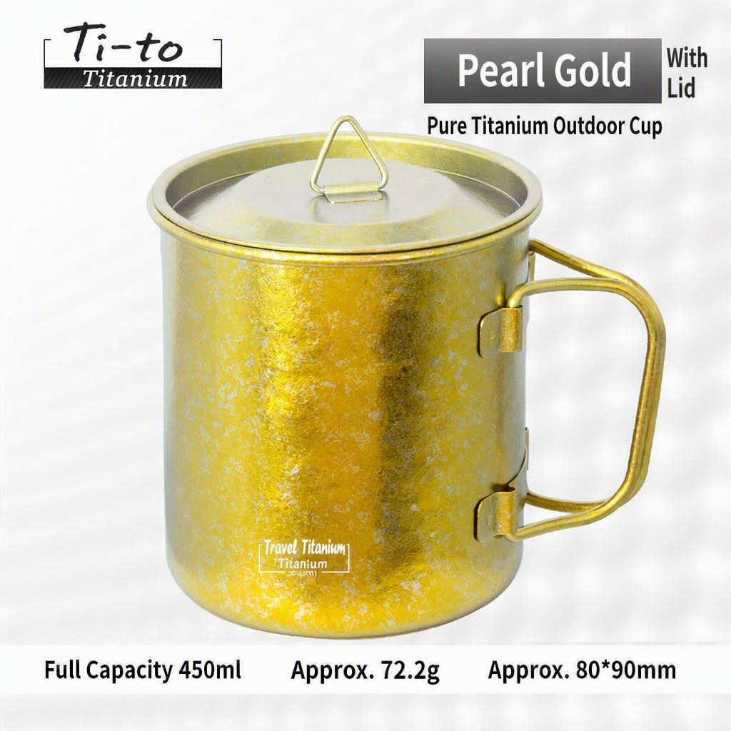 Marigold Titanium Mug 450ml Inset Titanium Lid Anodized Crystal 72.2g For Weekend Patio Brunch Coffee