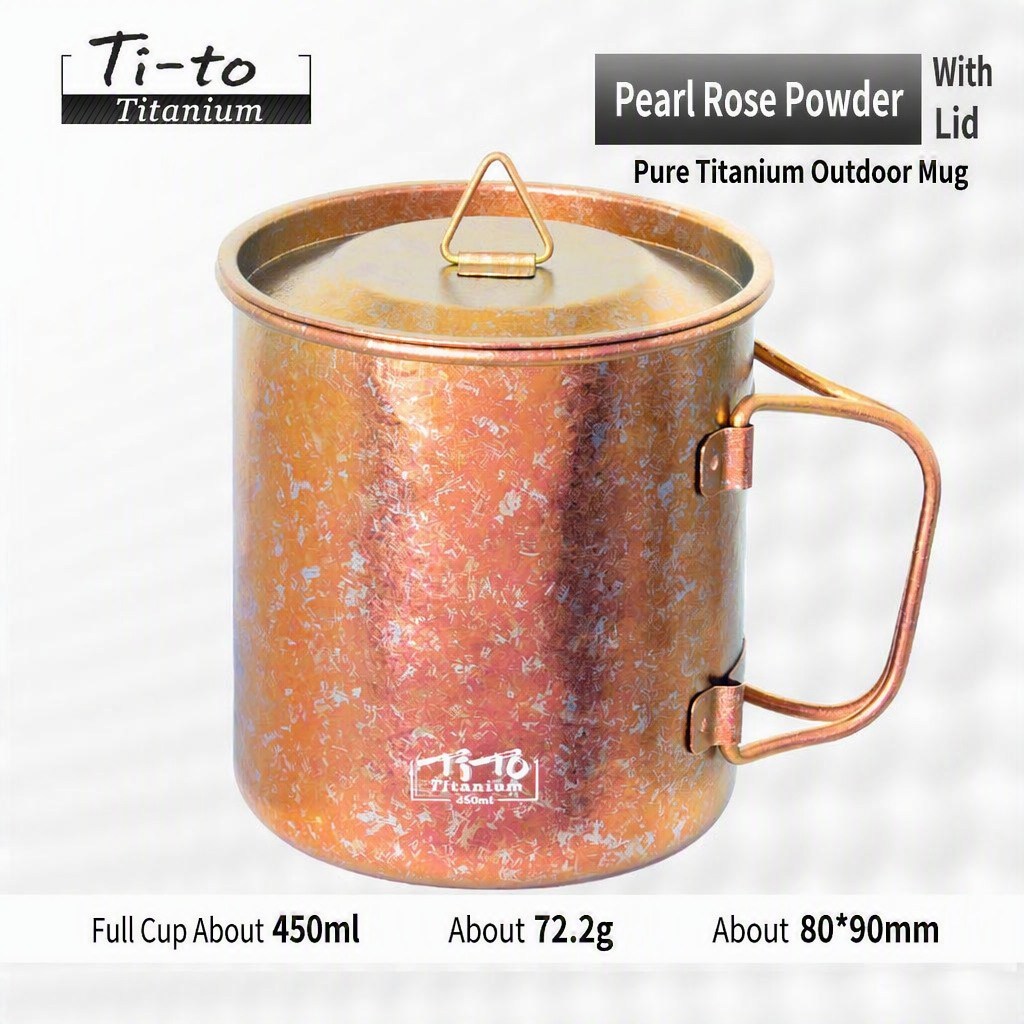 Cherry Blossom Titanium Camping Cup 450ml Featherweight Lid For Hanami Spring Picnic Tea Sessions