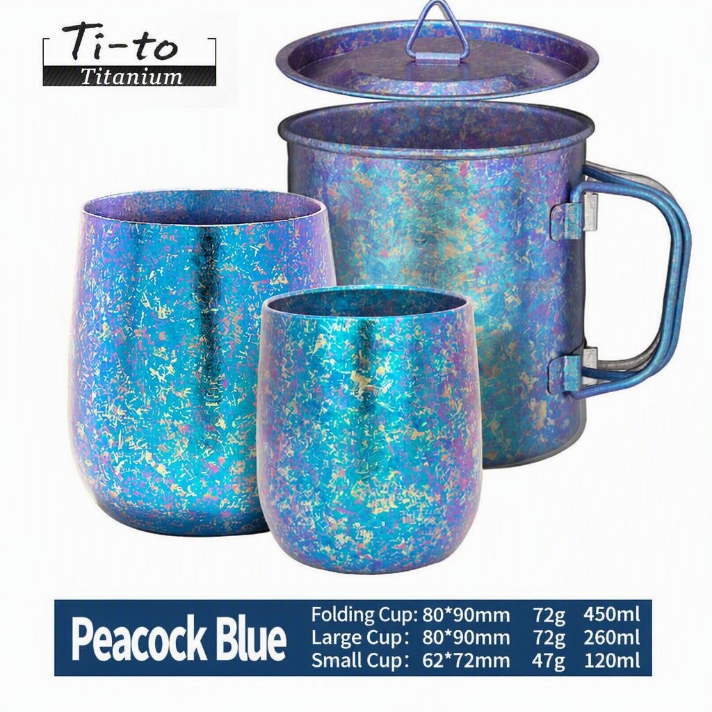 Celadon Titanium Cup Set 3 Piece Stackable For Estuary Sunrise Fishing Camp Cocoa