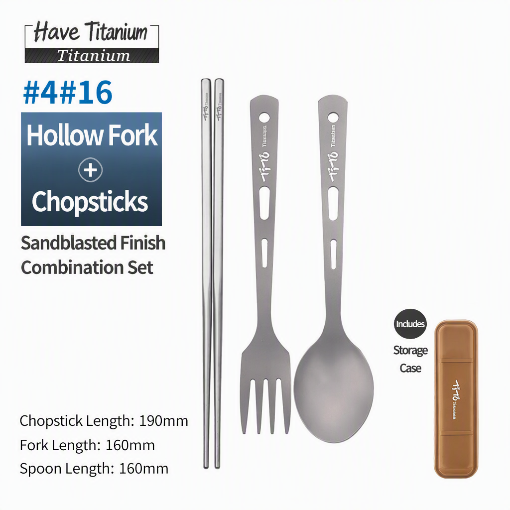 Titanium Cutlery Set (Slotted Spoon + Carabiner)