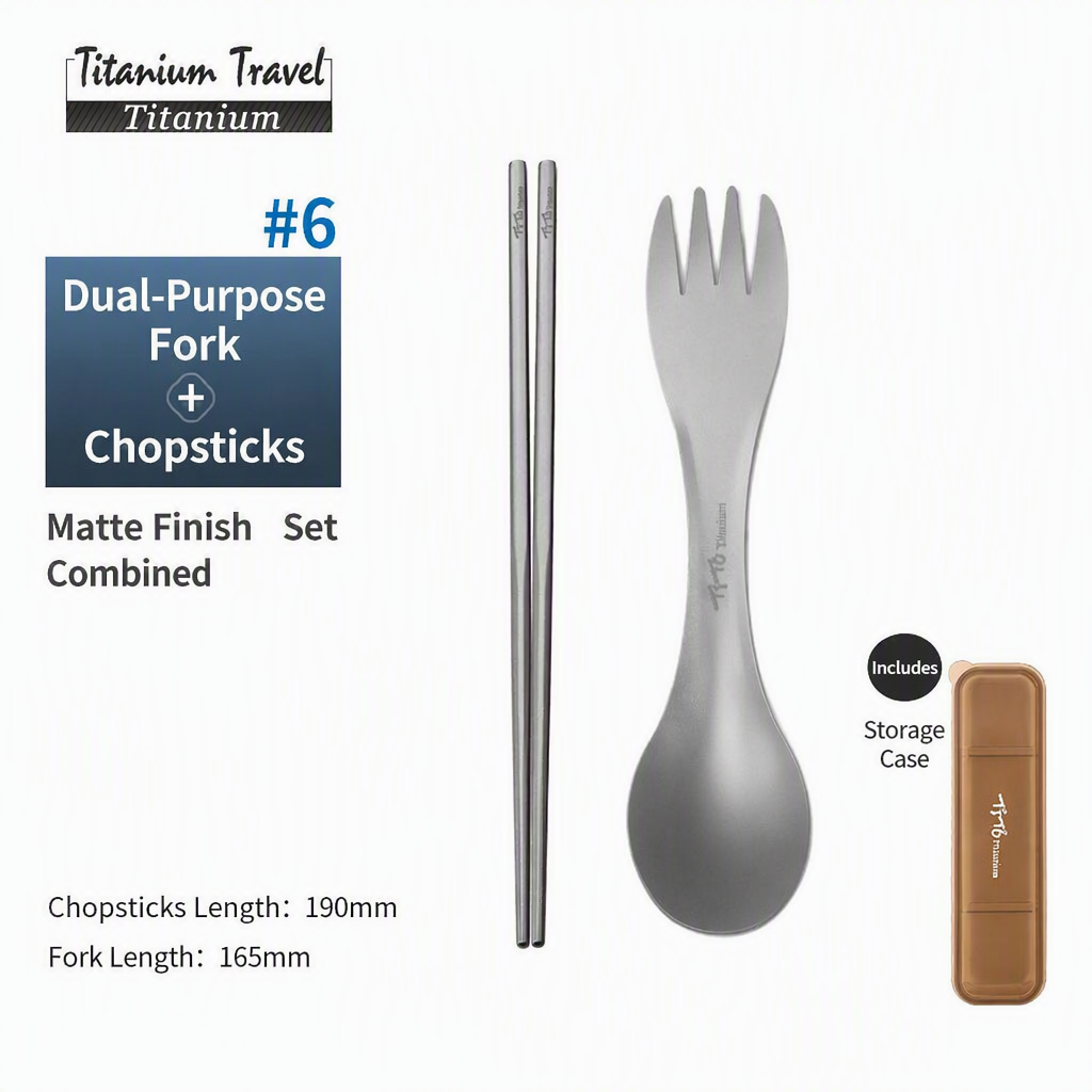 Titanium Spork + Chopsticks Set 2-in-1